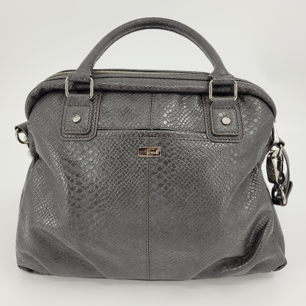 Thirty-one Jewell Bag Gray Faux Leather Couture Street Satchel Shoulder Pockets